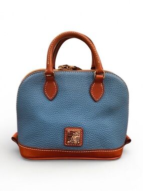 Dooney & Bourke Caribbean Blue Pebbled Leather Zip Zip Satchel Top Handle Bag